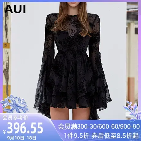 欧洲站小黑裙女2023年春装新款欧美风女装裙子欧货黑色雪纺连衣裙图片