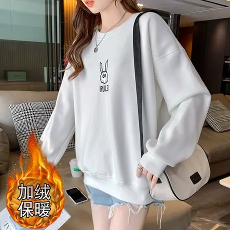 2023秋冬新款爆款时尚洋气加绒加厚宽松卫衣女慵懒风小个子上衣女商品大图