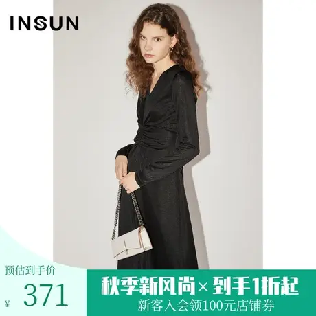 [醋酸系列]恩裳COVER初春秋褶皱小众设计感优雅针织连衣裙图片