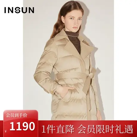 [轻商务]恩裳COVER冬2022轻商务西装领拼接通勤白鸭绒羽绒服商品大图