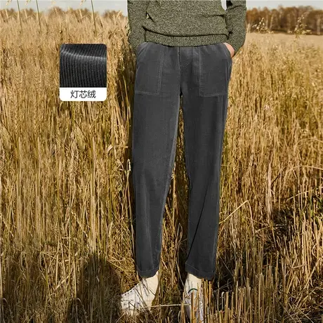 佐丹奴裤子男装灯芯绒纯棉松紧腰休闲长裤 01112749图片