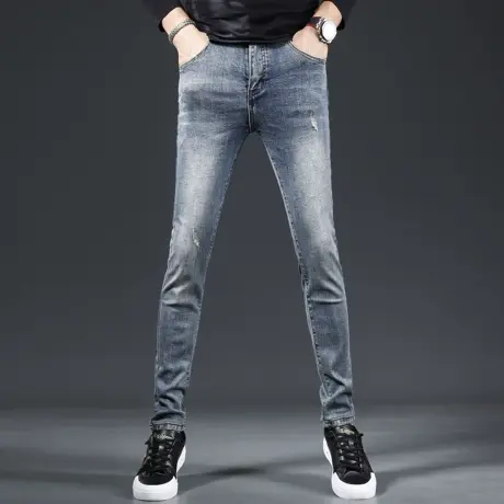 男士牛仔裤秋季2023新款修身小脚裤韩版潮流休闲牛仔长裤男春秋款商品大图