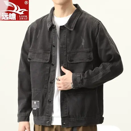 牛仔外套男春秋款潮牌宽松男装上衣2023新款秋季工装男士休闲夹克商品大图