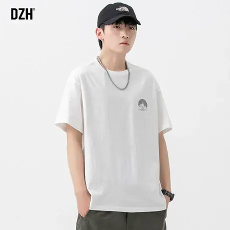 夏季男生白色t恤男短袖潮牌ins百搭宽松纯棉印花半袖2023新款夏装商品大图