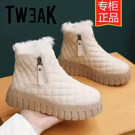 TWYEA断码特价时尚雪地靴女冬季特厚加绒鞋皮面高帮棉靴休闲鞋女商品大图