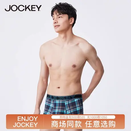 jockey内裤男棉舒适亲肤透气四角裤时尚印花格子男生短裤平角裤商品大图