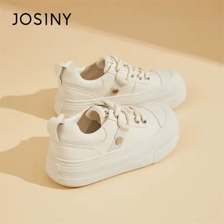 Josiny/卓诗尼厚底小白鞋女款2024新款春季内增高运动休闲板鞋子商品大图
