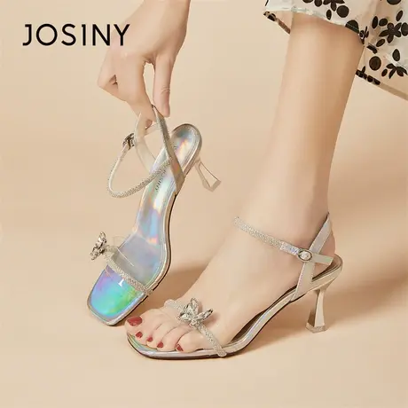 Josiny/卓诗尼2024春夏季新款女鞋子凉鞋圆头细跟性感百搭休闲鞋商品大图