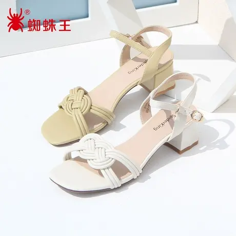 蜘蛛王断码清仓正品女鞋2022夏商场新款凉鞋女仙女风粗跟软底舒适图片