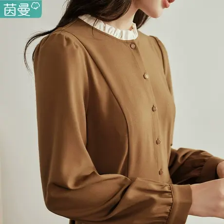 茵曼官方旗舰店法式长袖打底连衣裙女装2023新款秋冬季中长款裙子商品大图