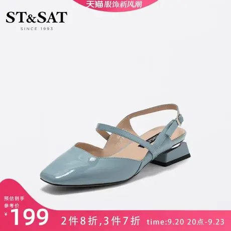 星期六时装凉鞋夏新款一字扣英伦风中跟玛丽珍凉鞋SS22114552图片