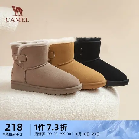骆驼女鞋2023冬季新款加绒保暖舒适圆头棉鞋短靴百搭时尚雪地靴女商品大图