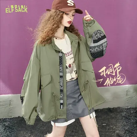 妖精的口袋绿色美式复古外套女2023春季新款工装风宽松休闲设计感图片