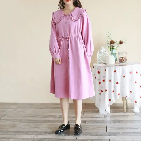 胖妹妹初春气质棉质花朵领风衣外套连衣裙 加大码2023新款外套女商品大图