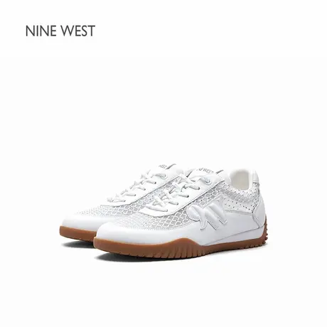 Nine West/玖熙网面镂空德训鞋女2025夏季新款厚底休闲透气小白鞋图片