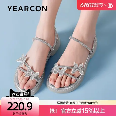 意尔康法式两穿凉鞋女外穿2025新款夏平底仙女风蝴蝶结海边凉拖鞋商品大图