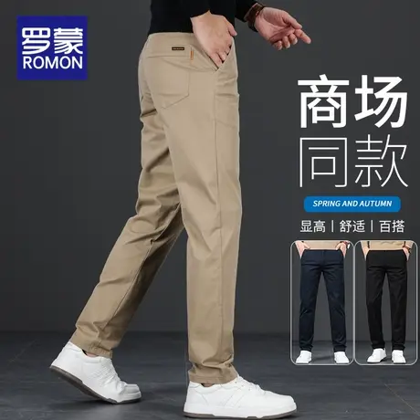 罗蒙休闲裤男士春秋款宽松直筒卡其色裤子男2025新款秋冬棉弹长裤商品大图