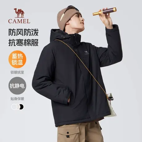 骆驼男装棉服男秋冬季2025新款连帽情侣加厚保暖防风防水夹克外套商品大图