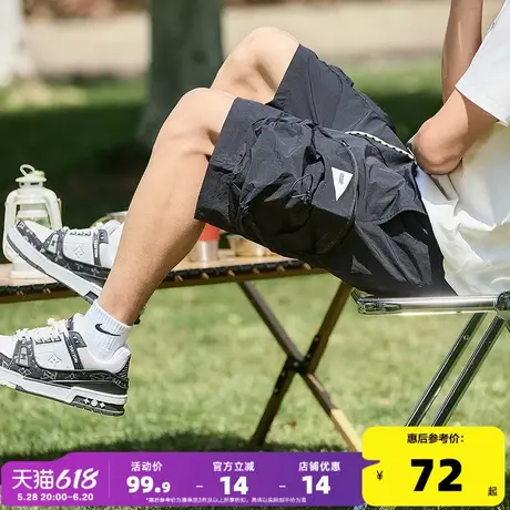 唐狮25夏季新款休闲短裤男宽松工装设计直筒五分裤抽绳运动中裤pc商品大图