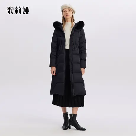 歌莉娅长款羽绒服女冬季新款狐狸毛领保暖防风鹅绒外套1ASC8D700图片