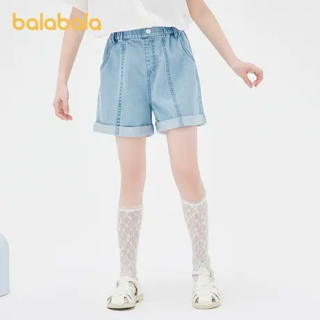 巴拉巴拉儿童牛仔裤短裤2025新款夏季薄款中大童女童裤子时尚纯棉商品大图