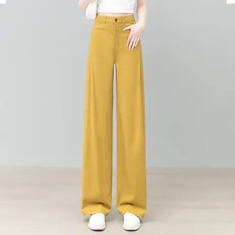 时尚牛仔窄版直筒裤女宽松秋冬加绒加厚弯刀裤显瘦百搭休闲阔腿裤商品大图
