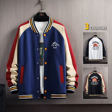 青少年棒球服男2023秋冬新款韩版帅气学生休闲潮流套装运动服外套商品大图