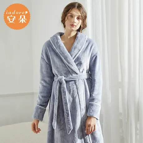 安莉芳官方奥莱安朵秋冬厚款珊瑚绒宽松睡衣家居服女士睡袍晨袍女商品大图