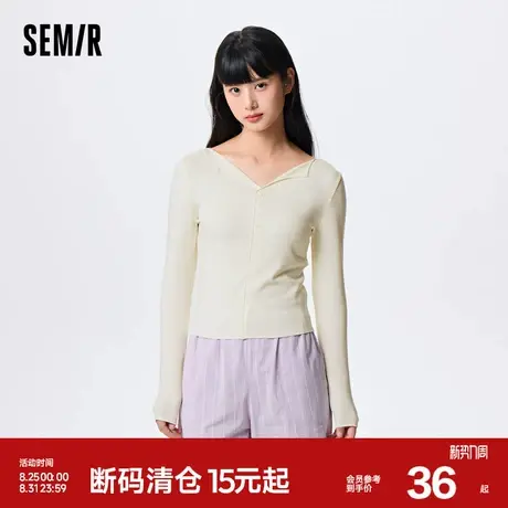 森马内衣女士小翻领舒适修身上衣时尚少女感磨毛保暖打底衣新款商品大图