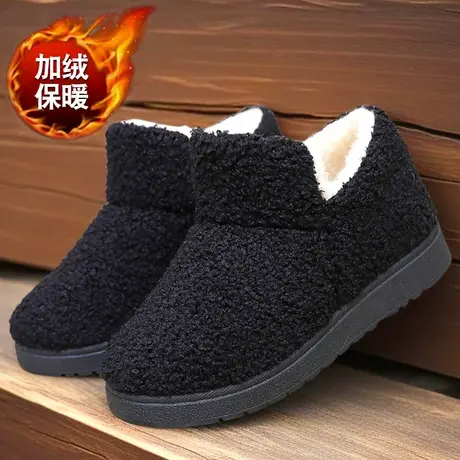 老北京布鞋女冬季加绒雪地靴2025新款保暖豆豆鞋皮毛一体保暖棉鞋商品大图