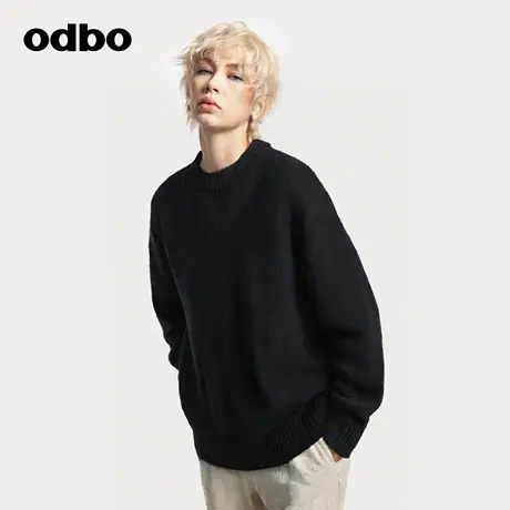 odbo/欧迪比欧毛衣女款2025新款简约时尚上衣高级感圆领百搭针织商品大图