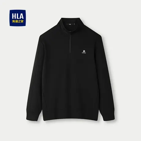 HLA/海澜之家半高领休闲上衣2025秋季新款半开襟拉链保暖长袖男商品大图