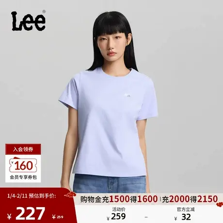 Lee26春夏新品标准版圆领箔印Logo图案女短袖T恤休闲LWT0121944LE图片