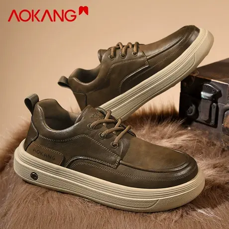 奥康官方正品休闲板鞋男2026新款春季增高耐磨英伦百搭运动工装鞋图片