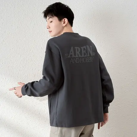 唐狮春秋季新款男卫衣圆领加绒宽松套头青少年潮流百搭长袖显瘦TE图片