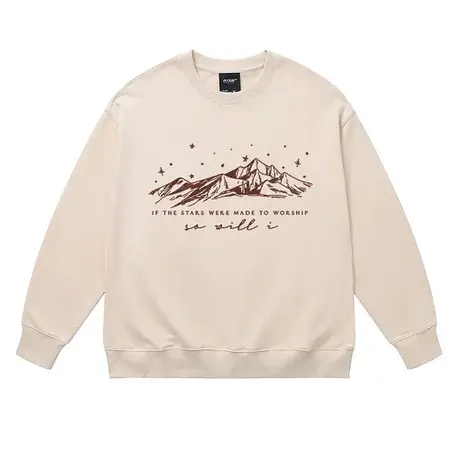 美式vintage街头潮流山峰字母套头上衣复古高街oversize圆领卫衣图片