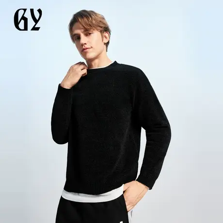 雅戈尔奥莱 GY男装男士圆领毛衫秋冬时尚雪尼尔柔软针织上衣商品大图