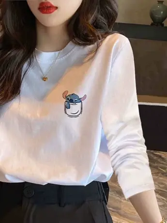 女士仿棉长袖t恤2023新款秋冬季加绒内搭打底衫胖mm遮肚上衣藏肉商品大图