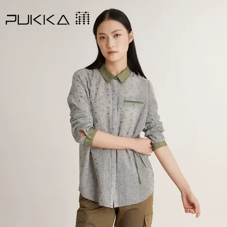 Pukka蒲牌商场同款女装纯棉衬衫2022春装新款设计感时尚拼接衬衣图片