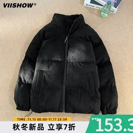 VIISHOW麂皮绒棉衣男士冬季面包服美式宽松立领外套加厚羽绒棉服商品大图