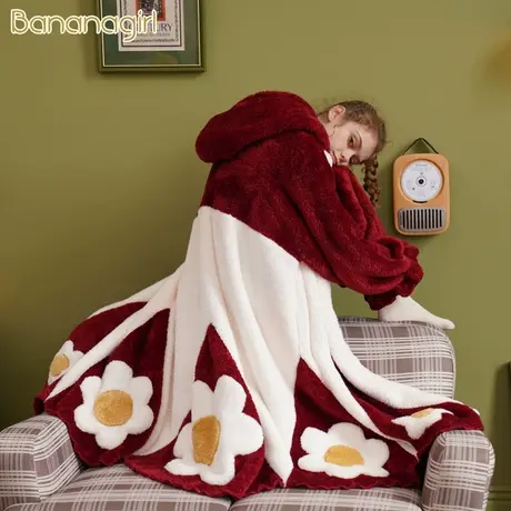 Bananagirl睡衣冬女加厚珊瑚绒韩版女士宽松大码长款睡袍家居服套商品大图