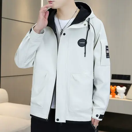 男士外套连帽春秋款休闲高端潮流时尚夹克男装上衣服年轻爸爸装JK商品大图