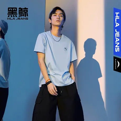 黑鲸HLAJEANS海澜之家旗下潮牌多色印花短袖T恤男休闲圆领短t男图片