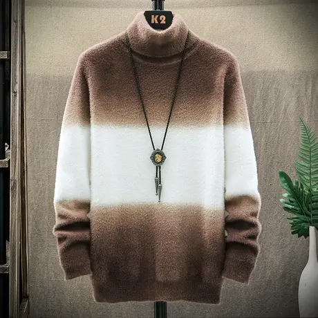 帅气秋冬季高领毛衣男青少年韩版秋装上衣宽松衣服秋衣针织衫线衣商品大图