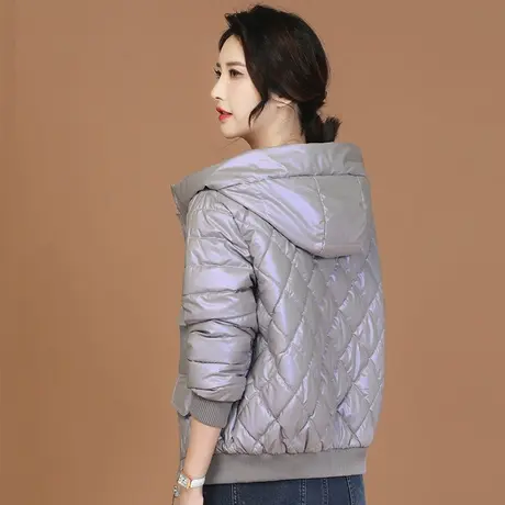 韩潮袭人亮面连帽棉衣棉服女冬季新款加厚短款棉袄棒球服外套图片