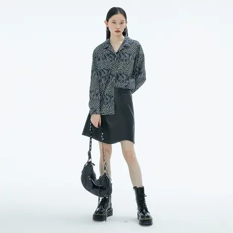 omont蛋挞家 复古碎花衬衫女2023早秋新款古巴领宽松长袖衬衣上衣商品大图