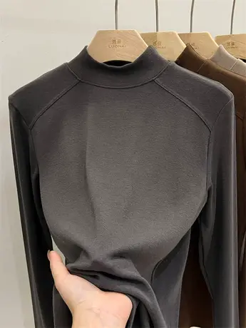 欧货半高领打底衫女内搭秋冬2023新款洋气修身上衣羊绒长袖t恤女商品大图