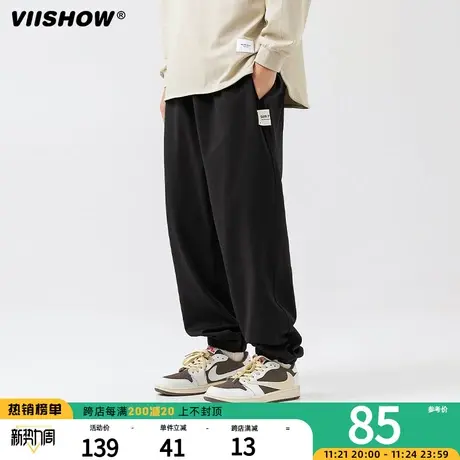 VIISHOW潮牌美式复古卫裤潮流束脚裤休闲裤欧美高街简约裤子男商品大图