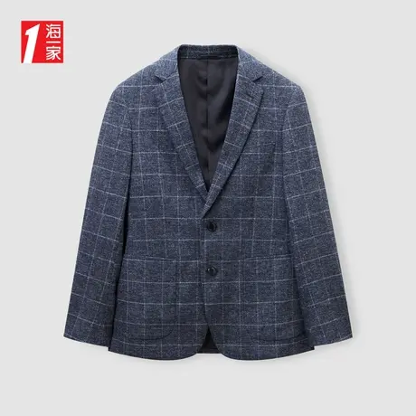 海一家时尚经典格纹西装2023秋季新款商务休闲简约男士西服商品大图