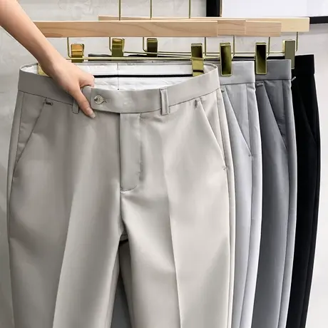 丝光垂感男士休闲裤春秋款商务休闲西裤长裤子直筒修身男九分韩版商品大图